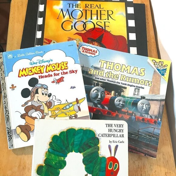 Vintage Children's Book Bundle Disney Mickey Thomas The Train Mother Goose + 1 - Picture 1 of 3